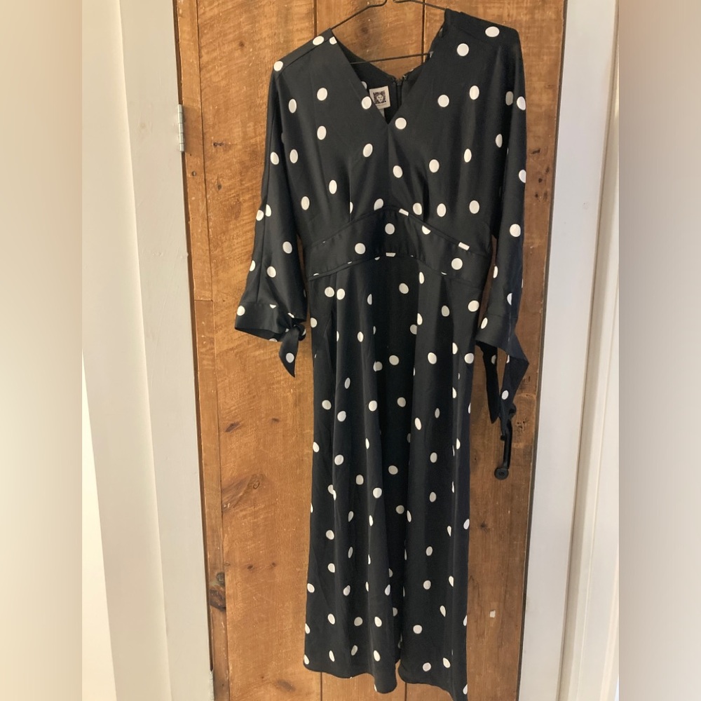 Anne klein new polka dot midi dress size 2
